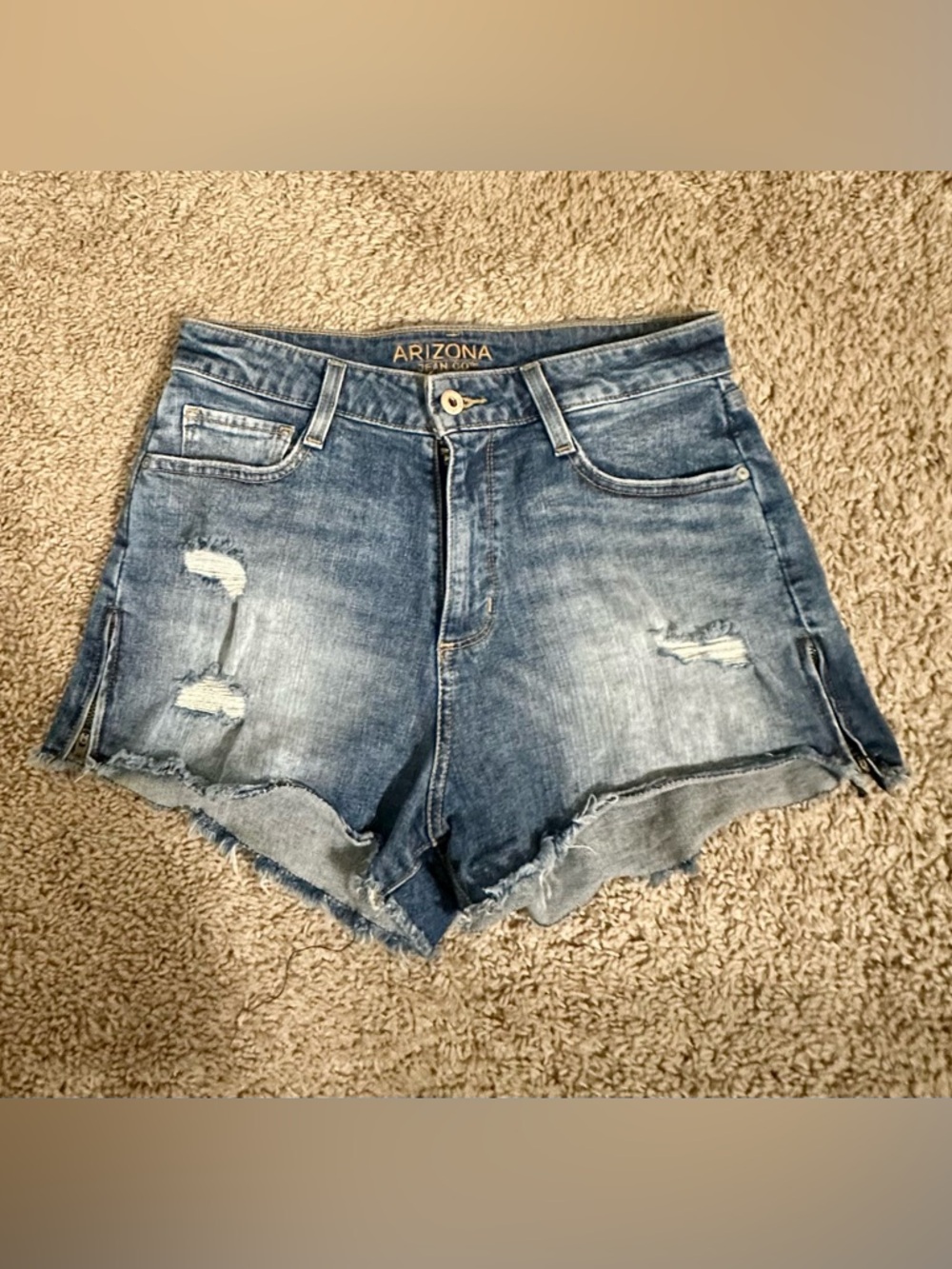 Arizona Jean Company Distressed Mid-Blue Denim Shorts